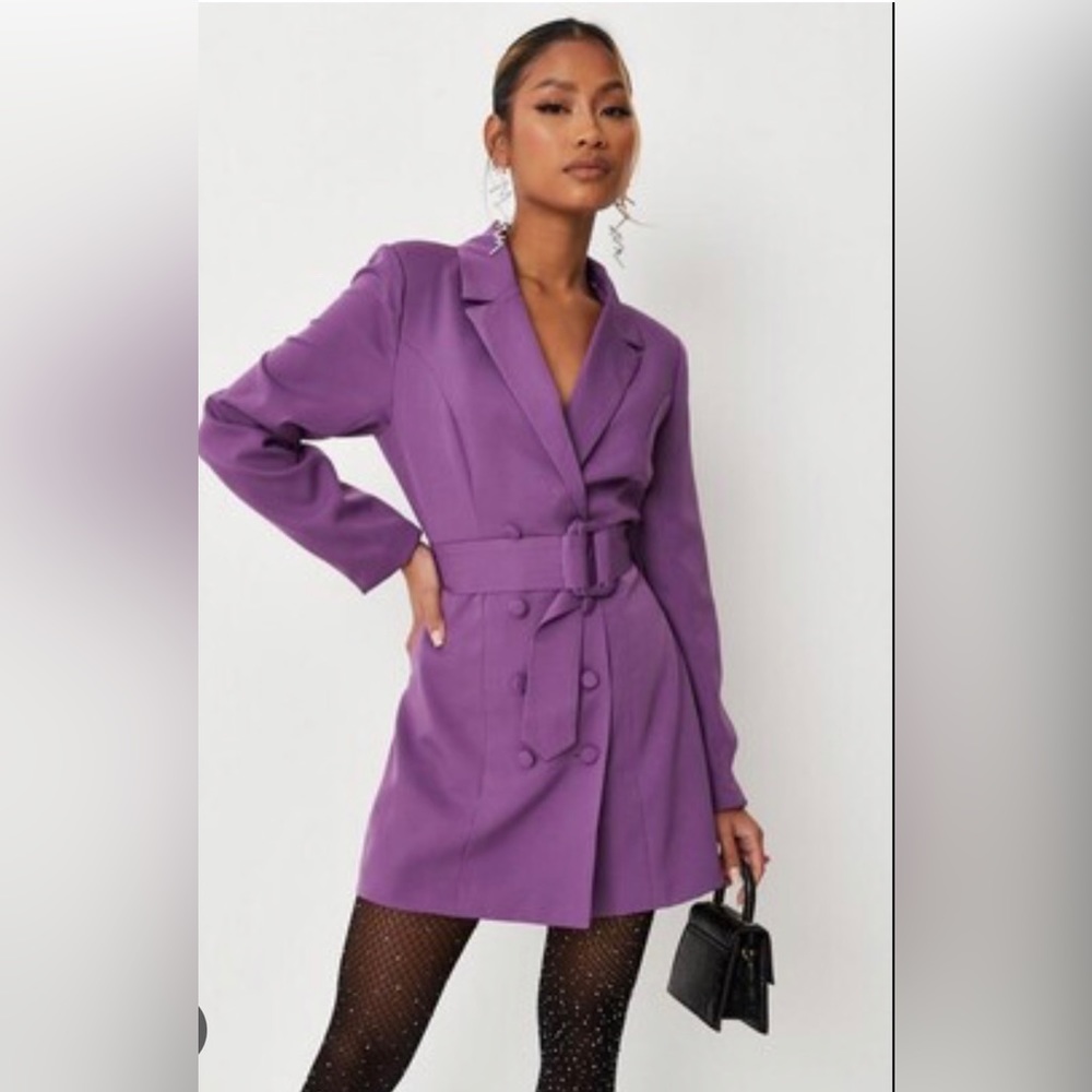Missguided Petite Purple Belted Blazer Dress